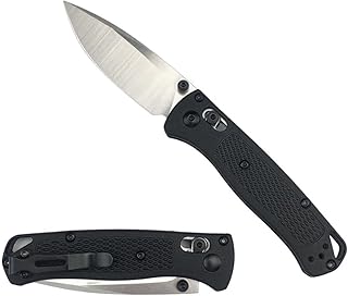 HUAAO 6.5’’ Thumb Stud Open Bugout Pocket Knife, Axis Lock Pocket Knife with 7Cr17Mov Blade Grivory Handle, Hunting Camping Folding Knife with Pocket Clip (black handle) - HUAAO