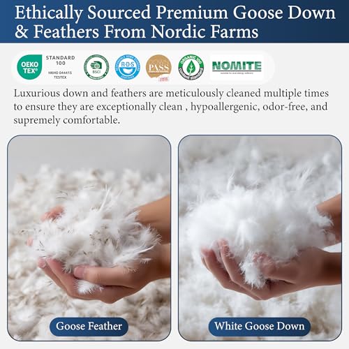 SANSWAN Goose Down Feather Queen Pillows Set of 2, Firm, Cooling - image 2