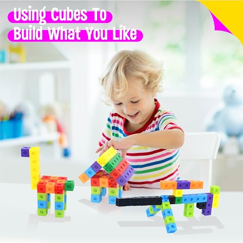 Image of SpriteGru Math Linking Cubes, Set of 100 Math Cubes Manipulative Connecting and Counting Snap Blocks for Early Math and Construction, Educational Toy for Preschool, Kindergarten, Homeschool