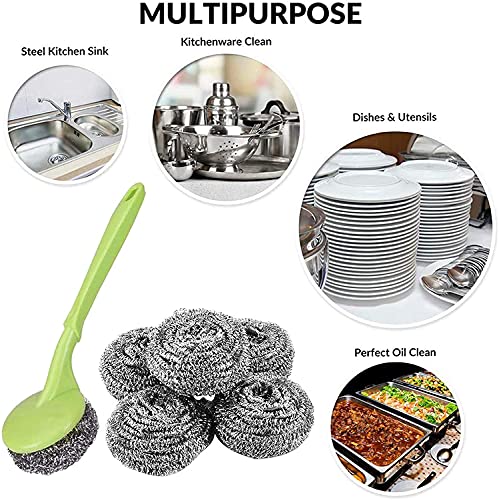 LATRAT Juego de 30 Estropajos de Acero Inoxidable Salvauñas con Mango para Utensilios de Cocina, Esponjas de Limpieza - imagen 2