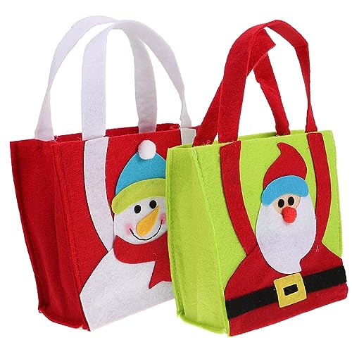 HOMSFOU 2 Piezas Bolsas Navideñas de Tela No Tejida Unidades Bolsas para Dulces con Diseño de Papá Noel y Muñeco de Ligeras
