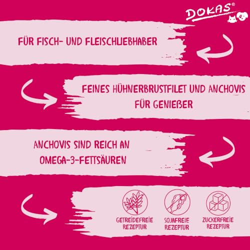 DOKAS Getreidefreier Premium Snack mit Hühnerbrust & Fisch für Hunde – Ideal für zwischendurch, 220 g (6er Pack)