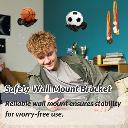 Jerhyun 2 Stück Ballhalter Hand Ultra Sicher Stabil, Basketball Halterung Wand Hand mit Schrauben Nägel für die Aufbewahrung von Fußbällen und Basketbällen (Schwarz)