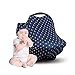 Nursing Cover CarSeat Canopy | Nurse Anywhere with Privacy | Soft and stretchy fabric easily covers High Chairs, Shopping Carts, Car Seats | BONUS Infant Baby Beanie and Bag (Anchors on Blue)