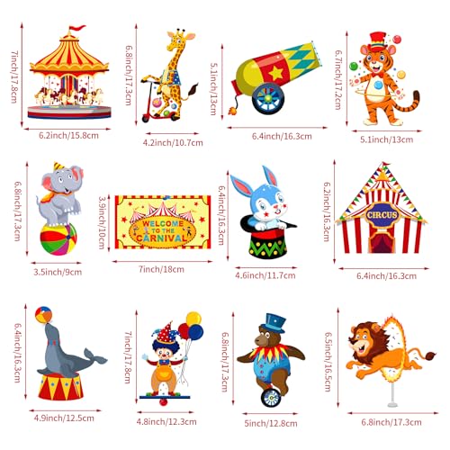 Image of 58 Pcs Carnival Hanging Swirl Decorations Circus Animal Party Supplies circus theme party decorations Baby Shower Decor Ceiling Circus Streamers for First Bday Circus Birthday Party Favors