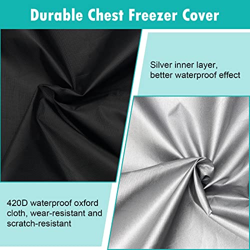 Black Chest Freezer Cover, Luxiv Waterproof Freezer Cover 25Lx23Wx34H Compact For 3.5 Cubic Feet Chest Freezer Full Cover Deep Freezer Cover With Top Cover For Open, Zipper Pocket, Straps #TOP2