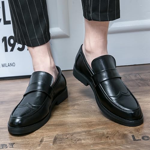 YZABEL Men’s Patent Leather Oxford Loafers, Classic Slip-On Dress Shoes for Business Wedding Events Faux Patent Leather Tuxedo Dress Shoes2