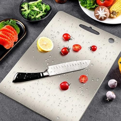 Çelik Kesme Tahtası Paslanmaz Çelik 304 Kalite Metal Kesme Tahtası Hijyenik ve Dayanıklı Kolay Temizlenebilir KALİTELİ Kesim (30 x 20 Cm) - Görsel 1