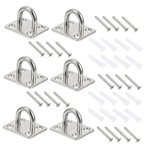 Cabilock 6pcs Stainless Steel U-Shaped Pipe Hooks Utility Hooks Square Door Buckles