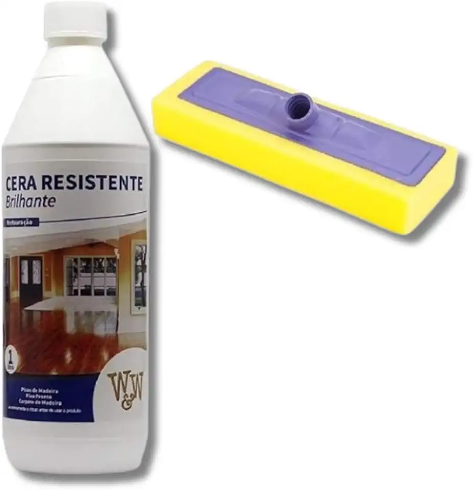 Cera Piso Madeira Brilhante Resistente 1L W&w + Aplicador