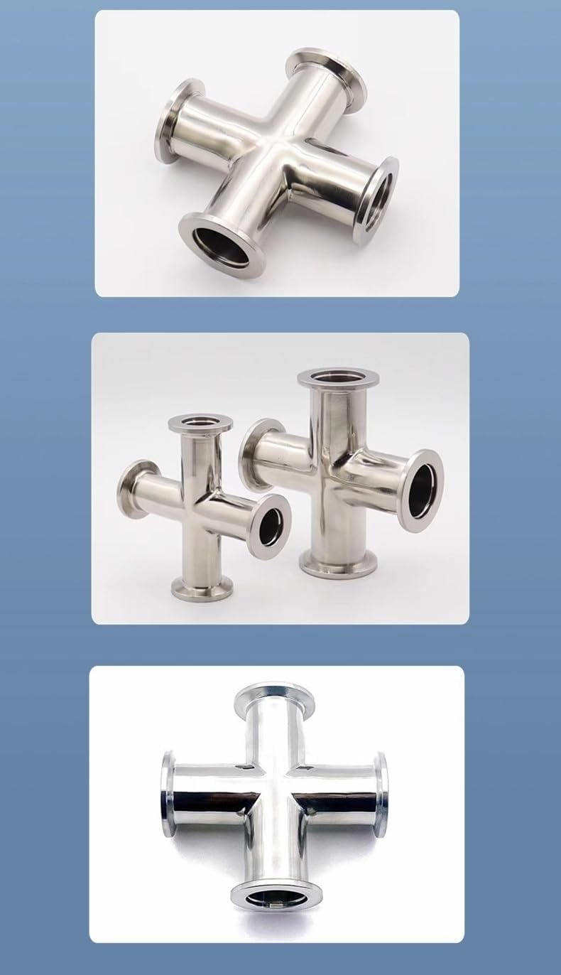 KF Vacuum Quick-Connect Four-Way Pipe with Equal Diameter Three-Way Connection - Compatible with KF16, KF25, KF40, KF63(KF16)