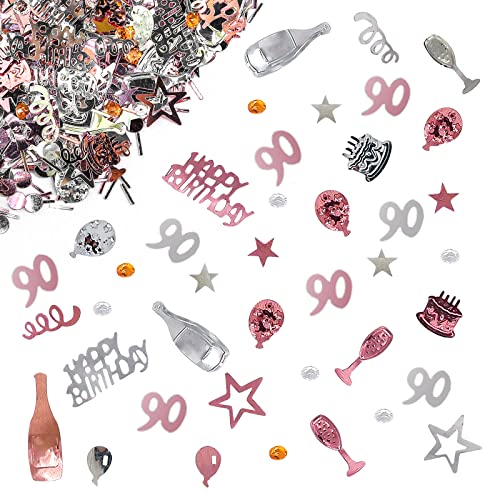 Giftota Rose Gold 90th Birthday Confetti - 30g, Anniversary Decoration for Wedding Party Table