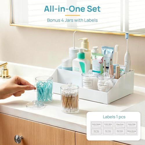 Vtopmart 5 PCS Bathroom Countertop Organizer Sets, White - 3