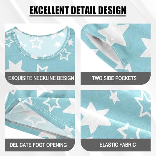 Pajama Short Sets Starry Sky with White Stars Soft Cotton Summer Sleepwear 2 Piece PJS Size 5-14T3