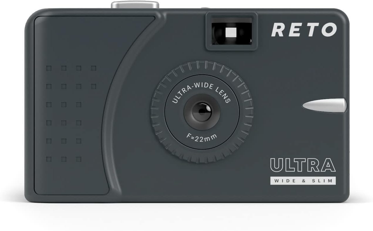 Ultra Wide and Slim 35mm Reusable Daylight Film Camera - 22mm Wide Lens, Focus Free, Light Weight, Easy to Use (Charcoal)