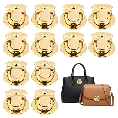 12 Pcs Metal Tuck Lock Clasp Round Purse Closure with