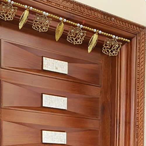 Image of CREYENTES Door Hanging Bandanwar Toran 36 Inch- Home Decor Item For Main Door Handmade Traditional Bandarwal Diwali Decoration Item, Festival,Home Decor, Diwali Festive Decor (Pan), Gold