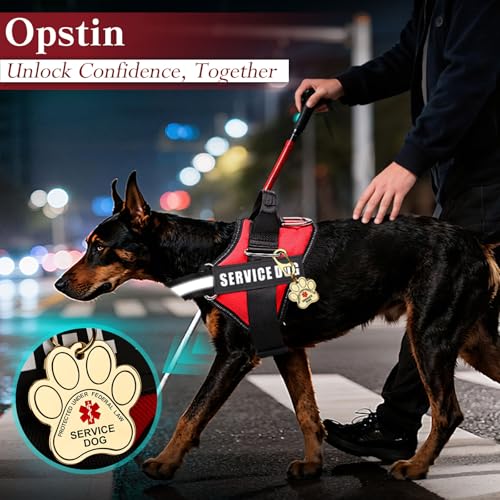 Opstin Diensthundeweste, ID-Tag + 50 ADA-Informationskarten, Service-Hundegeschirr in den Größen XS bis XXL, Metall-Hundemarke mit robustem Clip, 2-seitige Servicetierkarten, ESA-Zubehör-Set, klein