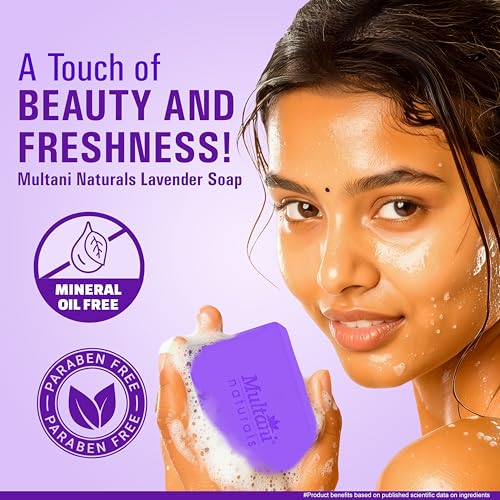 Image of Multani Natural Lavender Soap - 125 gm (Pack Of 3) | Gently Cleanses & Helps Relieve Stress | Paraben Free | Clinically Teste | For All Skin Types | Soap For Men & Women