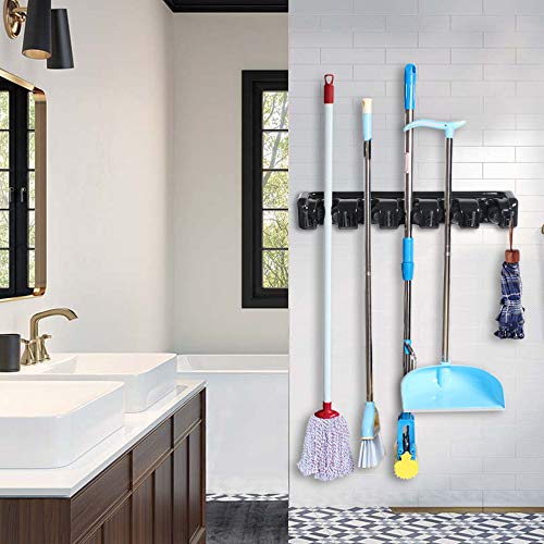Miniatura 6 de Vicloon Colgador Y Organizador,Colgador De Escobas Para Fregona Y Holder Broom Titular Magia Para Cocinas O Garajes 5 Posiciones 6 Ganchos