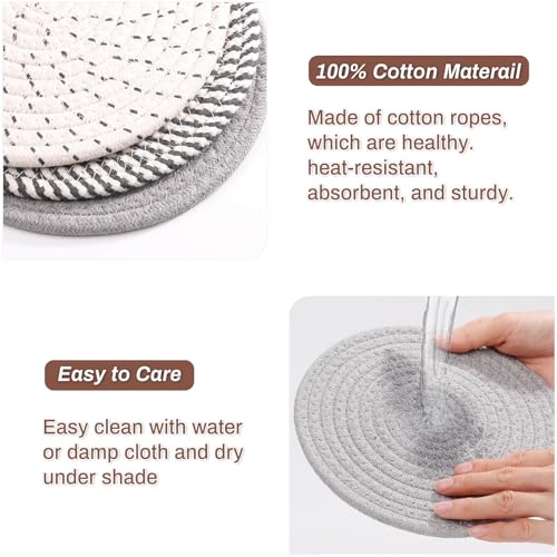Billbotk 8'' Trivets Hot Dishes, Hot pots and Pans, 6 Heat Resistant Hot Pads, Pot Holders Kitchen, Hot Plate Mats Kitchen Countertops, Table, Home Essentials New Home and Farmhouse Decor - Thumbnail 3