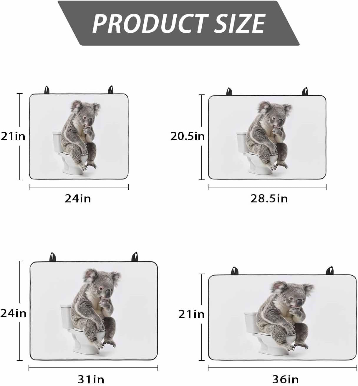 Funny Koala Stove Top Cover for Electric Stove, Cute Art Fun Lovely Animals on Toilets Heat-proof & Non Slip Glass Top Stove Cover Protector, Kitchen Flat Cooktop Rubber Mat 28.5x20.5 Inches