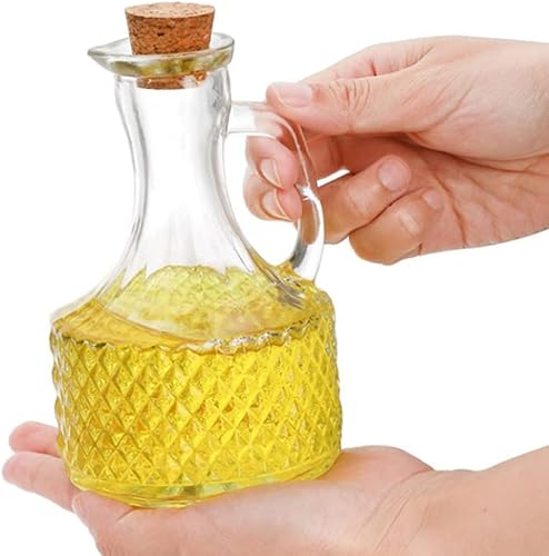 Miniatura 3 de Luxshiny Dispensador de aceite de botella de vidrio con boquilla, tapón de madera, contenedor de condimento para aceite de vinagre de cocina,
