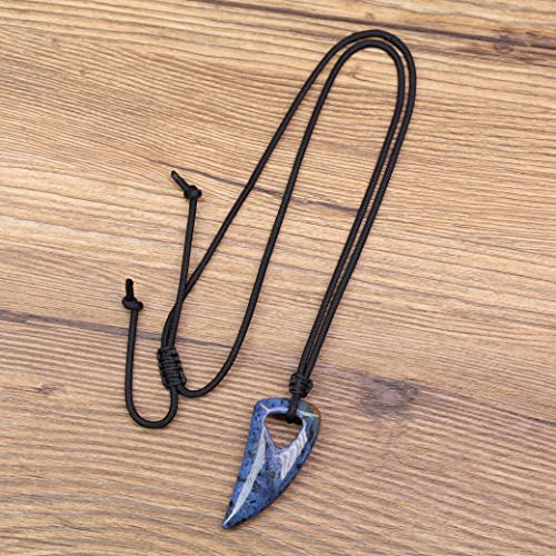 Coai Wolf Tooth Amulet African Blue Stone Pendant Necklace For Men Women #TOP5