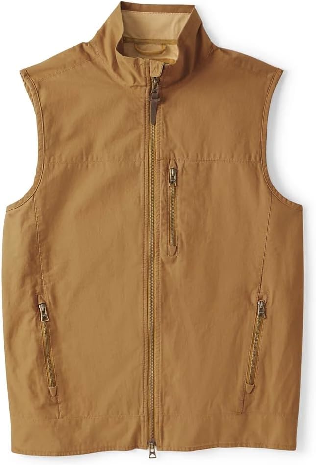 Orvis Briar Vest for Men, Active Fit, Bramble-Proof Stretch Cotton, Microfleece Lining, Brass Zipper, Multiple Pockets
