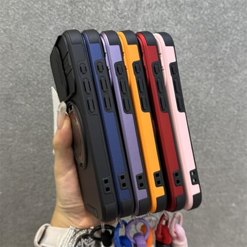 Coque iPhone 15 Pro rouge avec cordon et support magnétique antichoc - 3