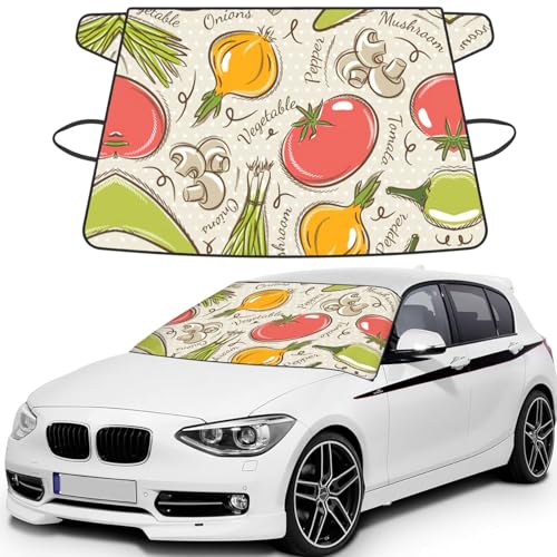 Cubierta de parabrisas con estampado de frutas vegetales, duradero Oxford 600D, impermeable, protector de parabrisas de invierno