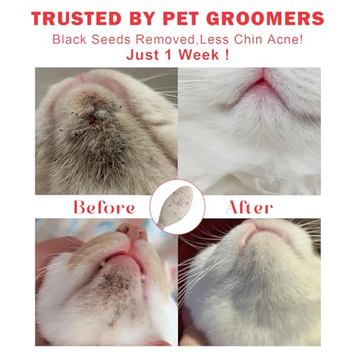 Image of 2PCS Pet Black Seed Brush for Cat Chin Acne & Blackhead Removal | Silicone Double-sided Grooming Brush for Acne Treatment | Acne Removing Tool|Cat Grooming Essentials,White