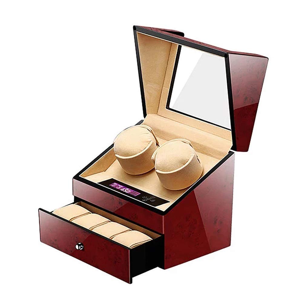 caricaorologi per 2 + 3 contenitori per Orologi caricaorologi Automatico con cassetto, Motore Display Digitale LCD lacca per Pianoforte 5 modalità di Rotazione