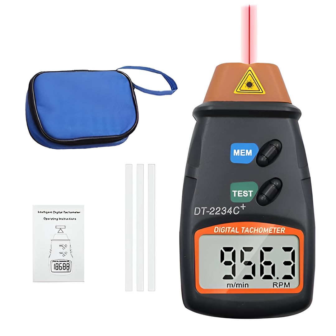 Vinesto Non Contact Laser Photo Tachometer, Digital RPM Meter, 2.5 to 99,999 RPM Range, Handheld Speed Measurement Tool for Motors, Fans, Lathes