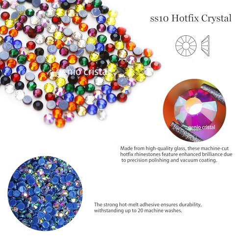 Diamantes de imitación termoadhesivos SS10 para ropa, cristales multicolor para telas 5