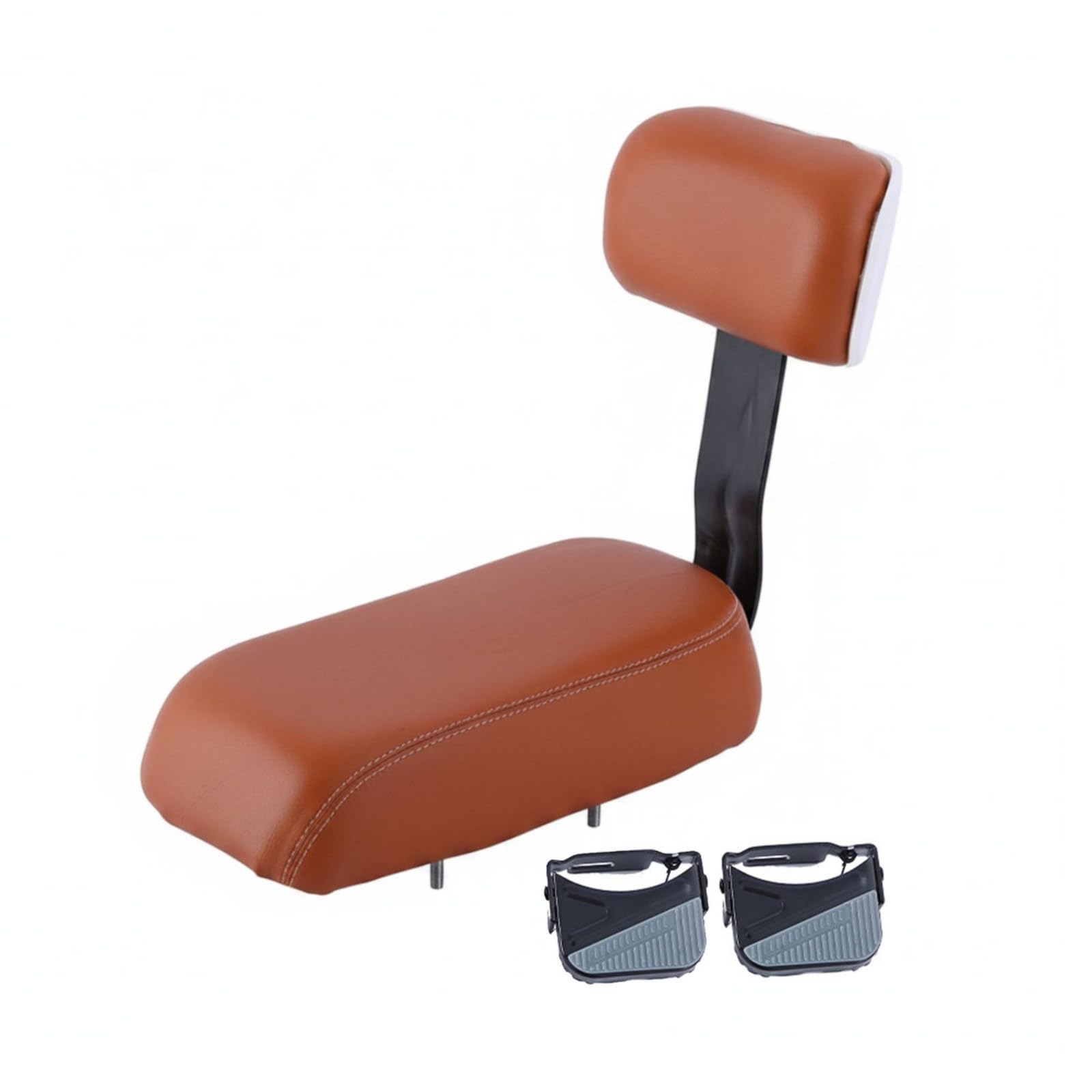 Seggiolino Bici Bambini Sella Imbottita, Marrone, Cuscino Con Schienale + Poggiapiedi Allargato