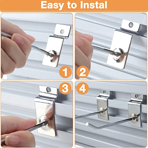 Moxweyeni 100 Pcs Heavy Duty Slatwall Panel Hooks Hanging Slatwall Accessories Metal Slat Wall Hanging Hooks Silver Slat Wall Hanger Commercial Grade Slatwall Pegs For Shop Retail Display thumb #2