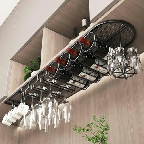 Weinglasregal an der Decke, Weinglasregal zum Aufhängen, Weinregalschrank zum Aufhängen, kupferfarbenes, wandmontiertes Weinglasregal, Flaschenhalter aus Metall, Weinaufbewahrungsregal für die H