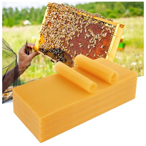 LDHHYH 30PCS Beeswax Sheets Bee Wax Foundation for Bee Frames Beehive Wax Foundation Sheets for Beekeeping Hive Frames & Candle Making Supplies - 7.6 x 16.3 Inch