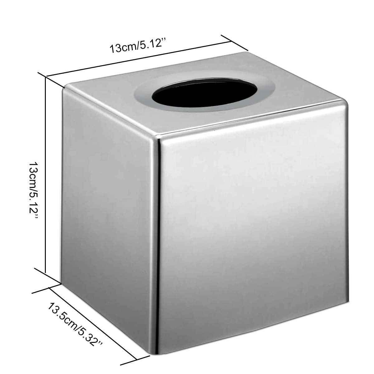 Discoball - Porta fazzoletti a forma di cubo, porta fazzoletti a specchio, quadrato, per casa, ufficio e auto (argento)