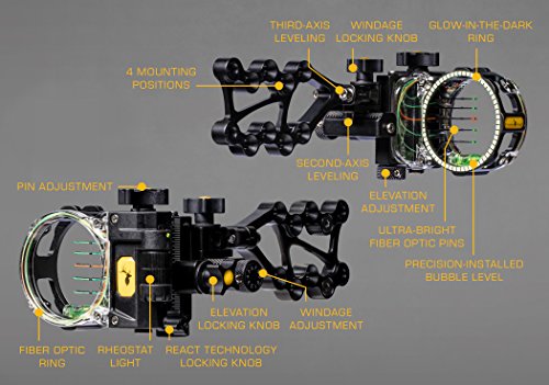 Trophy Ridge React Pro Sight , Black, .019 Pin #TOP5
