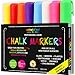 Produktbild Kreidemarker trocken oder nass abwischbar - Kreidestifte für Tafel, Fenster, Glas, Bistro - extra Doppelspitze - 6mm dünne und dicke Spitze in einem Stift - 8 Stifte Set - 7 Neonfarben und 1 Weiß