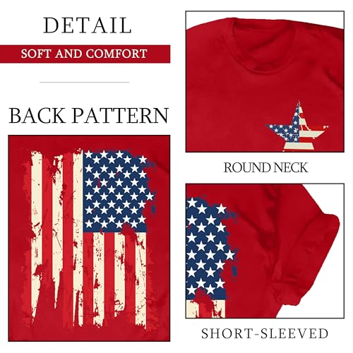Image of Ithalt Patriotic Plus Size Shirts for Women 250th Anniversary USA Shirts American Flag Tshirt USA Short Sleeve Tops