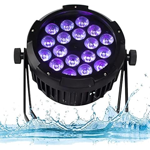SHEHDS Par Lights IP65 Waterproof Outdoor LED 18x18W RGBWA+UV Colors Uplights Wash/Strobe Stage Lights DMX512 Sound Activated Fanless Muted DJ Lights Party Lights for Christmas Party Wedding Cover