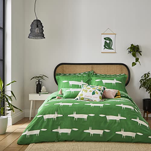 Scion Bedding - Mr Fox Mint Leaf Green Duvet Cover Set (Super King Size Duvet Cover Set: 260cm x 220cm)