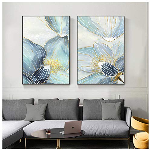 Affiches lotus bleu nordique abstrait en toile premium 50x70