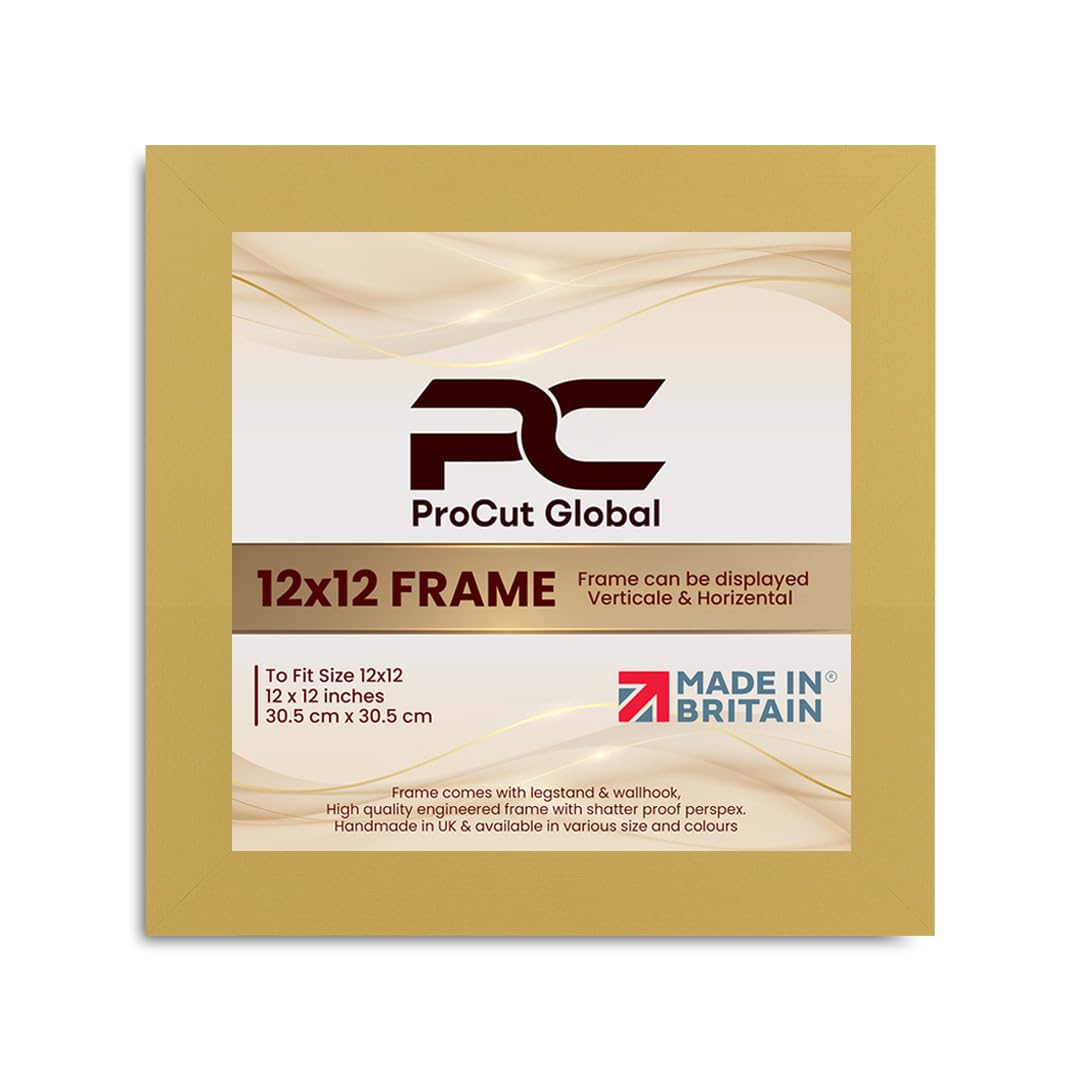 Procut Global 12X12 Mustard Yellow Picture Frames - Modern Wooden Photo Frame with Shatterproof Perspex for Wall or Tabletop - Perfect for Posters, Certificates, Prints - Sizes & Colors Available