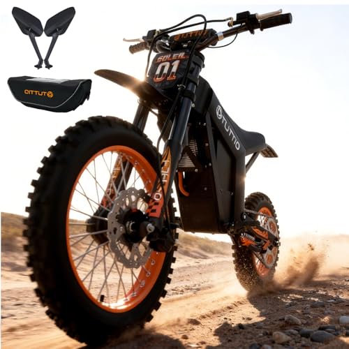 Tuttio Soleil01 / Soleil01-LO Electric Dirt Bike for Teens Adults, 3000W Mid-Drive E-Motorcycle 37MPH 48V 21Ah Battery, 14″/12″ Off-Road E-Bike with Full Hydraulic Brakes & Suspensions for Mountain