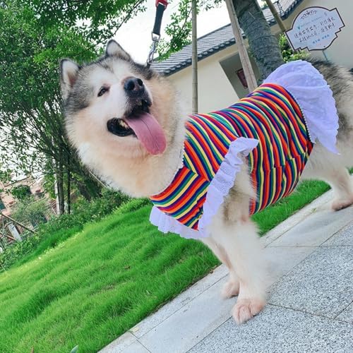 UOSIA Extra grande cão princesa vestido de verão roupas para cães moda listras colete de cachorro ca