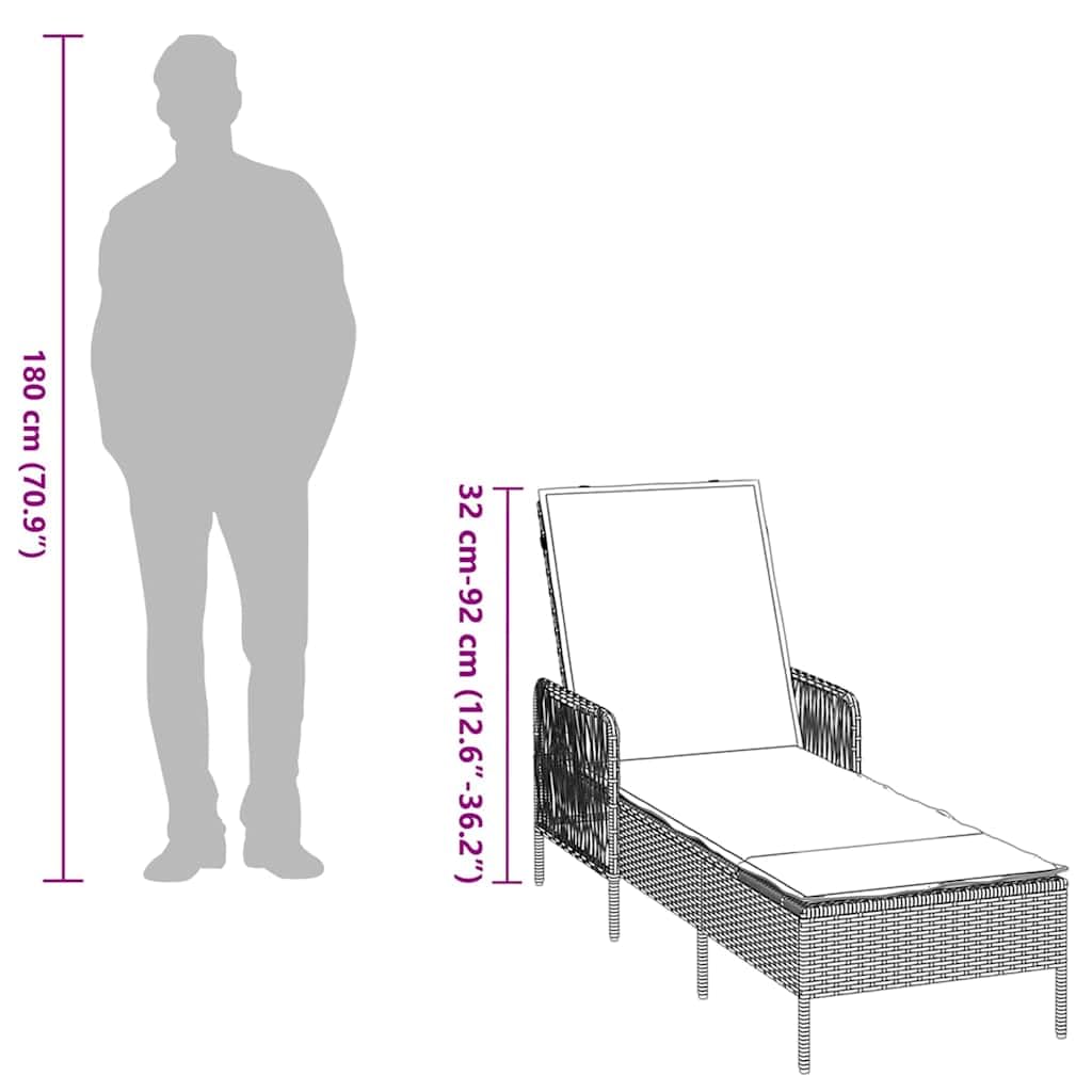 vidaXL Lettino da sole con cuscino polyrattan esterno Reclinabile giardino